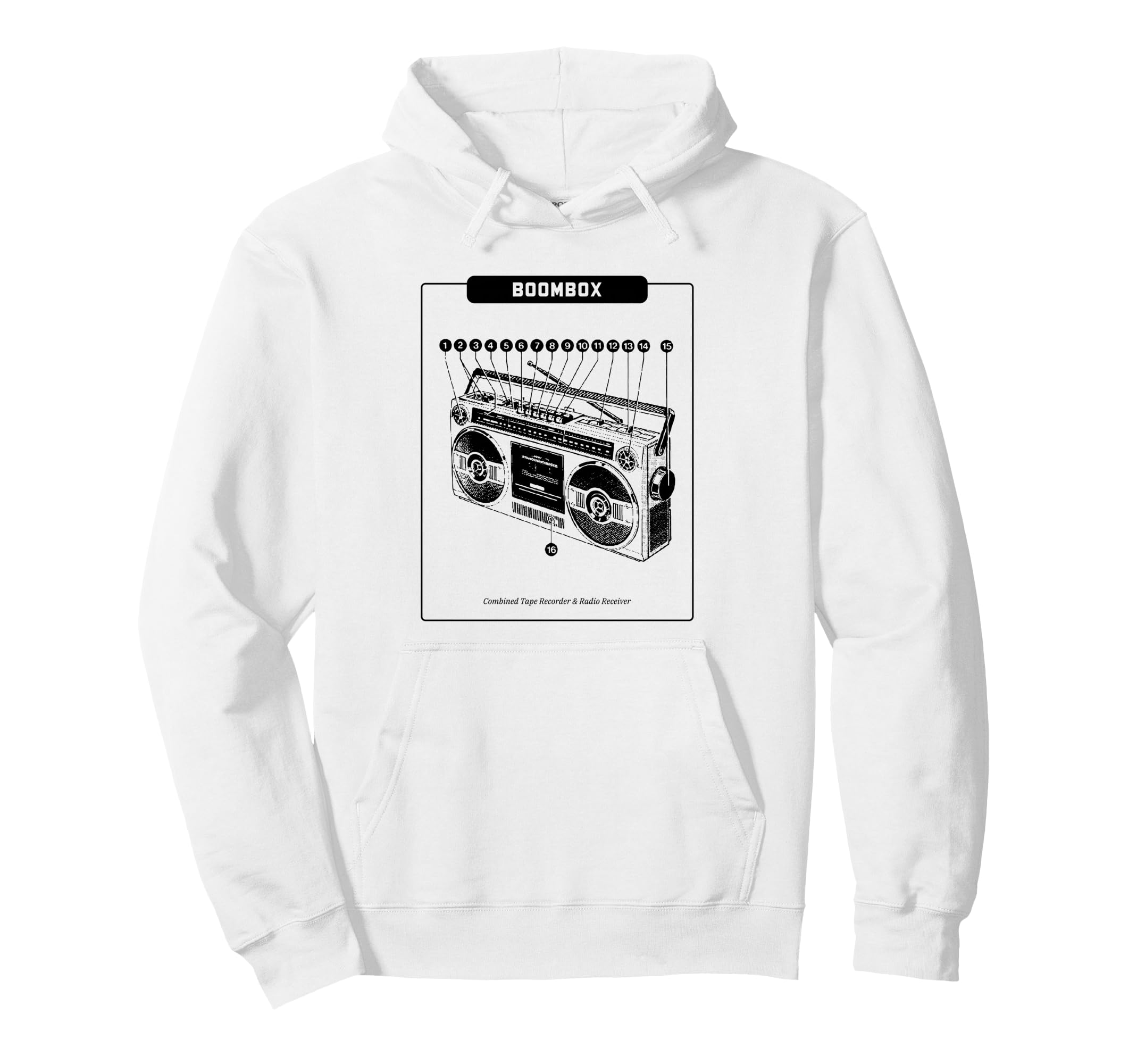 Boombox Cassette Tape Recorder Hoodie - Aesthetic Graphic Unisex - T-Shirt, Sweatshirt, Hoodie