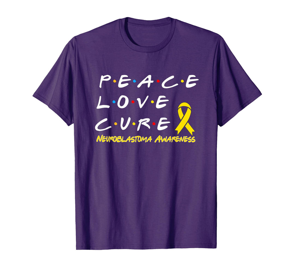 Neuroblastoma Awareness Peace Love T-Shirt - Fun Novelty Design for Adults - T-Shirt, Sweatshirt, Hoodie