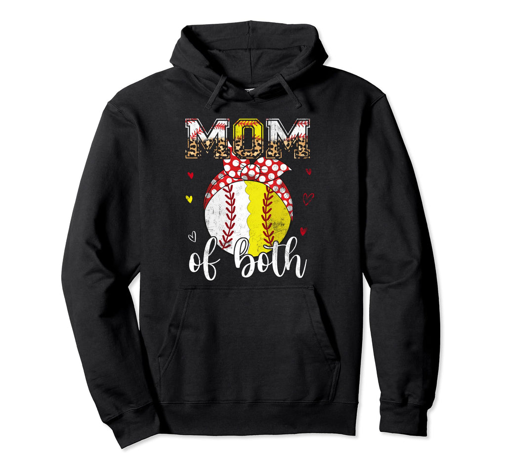 Mom Both Baseball Softball Bandana Hoodie - Fun Novelty Design Unisex - T-Shirt, Sweatshirt, Hoodie