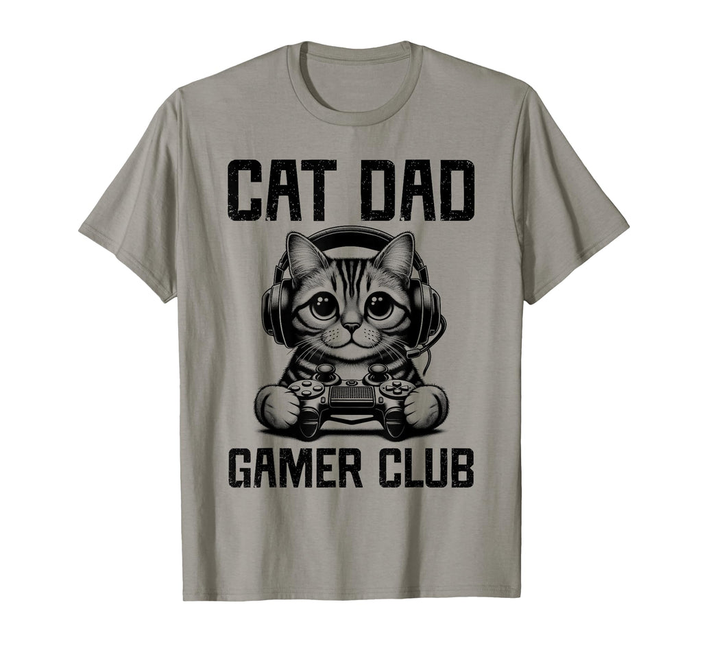 Cat Dad Gamer Club Funny Gaming Cat T-Shirt - Minimalist Print Men Women - T-Shirt, Sweatshirt, Hoodie