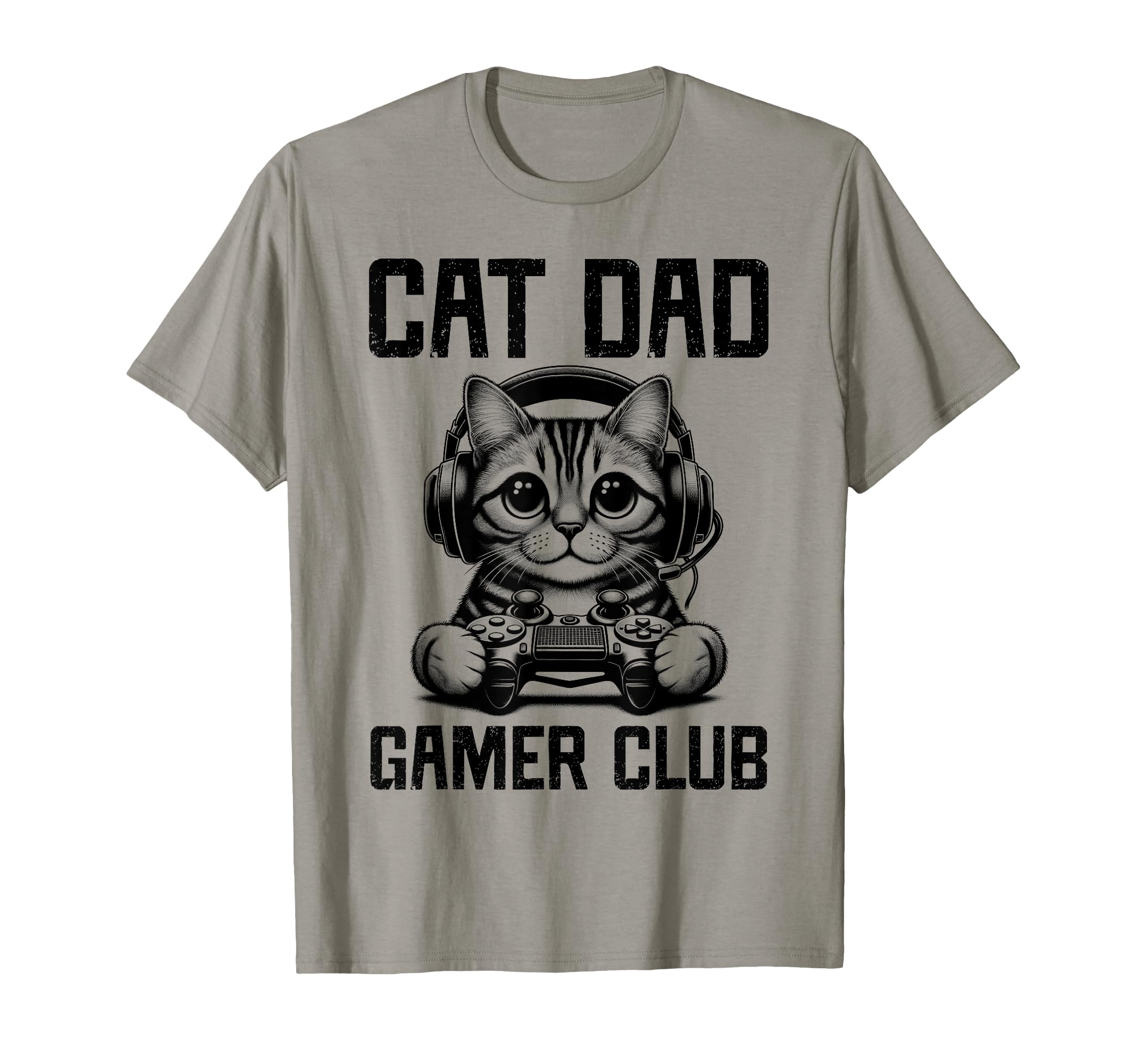 Cat Dad Gamer Club Funny Gaming Cat T-Shirt - Minimalist Print Men Women - T-Shirt, Sweatshirt, Hoodie