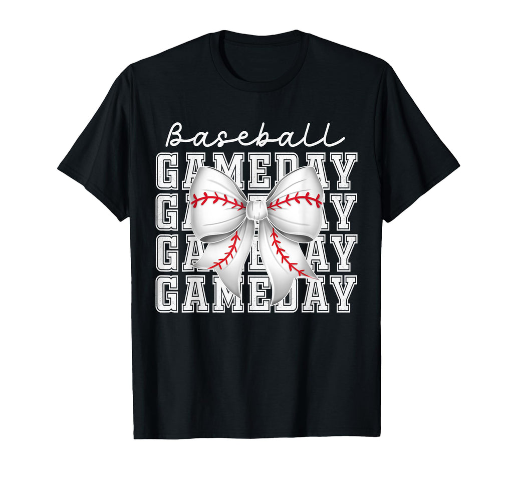Baseball Game Day Mom Coquette Bow Cheer T-Shirt - Streetwear Style Unisex - T-Shirt, Sweatshirt, Hoodie