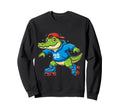 Funny Alligator Roller Skates Sweatshirt - Trendy Graphic for Adults - T-Shirt, Sweatshirt, Hoodie