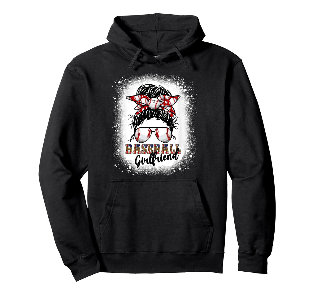 Baseball Girlfriend Messy Bun Hair Leopard Hoodie - Trendy Graphic Unisex - T-Shirt, Sweatshirt, Hoodie