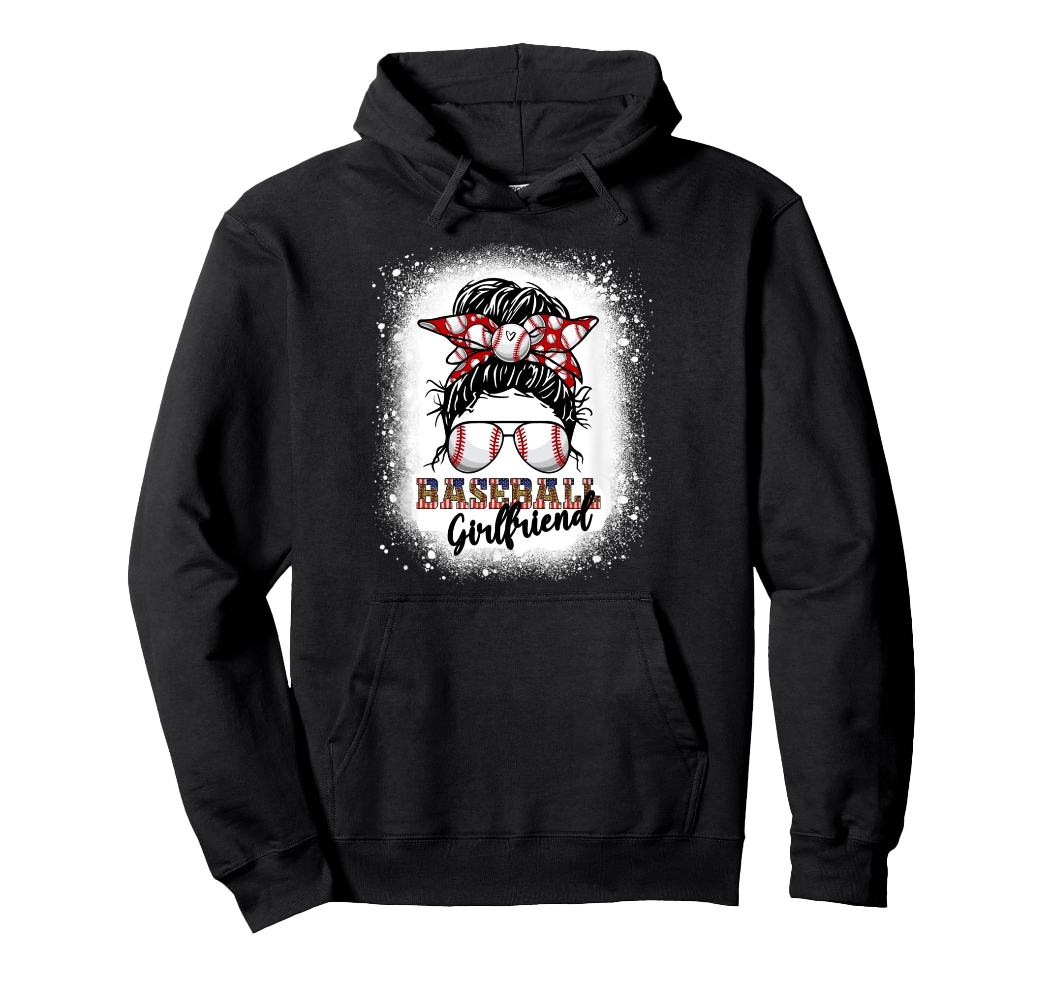 Baseball Girlfriend Messy Bun Hair Leopard Hoodie - Trendy Graphic Unisex - T-Shirt, Sweatshirt, Hoodie