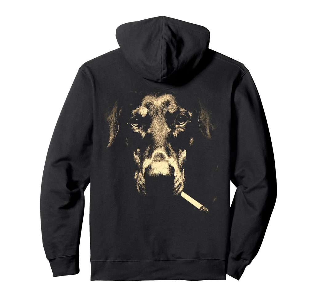 Doberman Smoking Cigarette Grunge Hoodie - Fun Novelty Design for Adults - T-Shirt, Sweatshirt, Hoodie