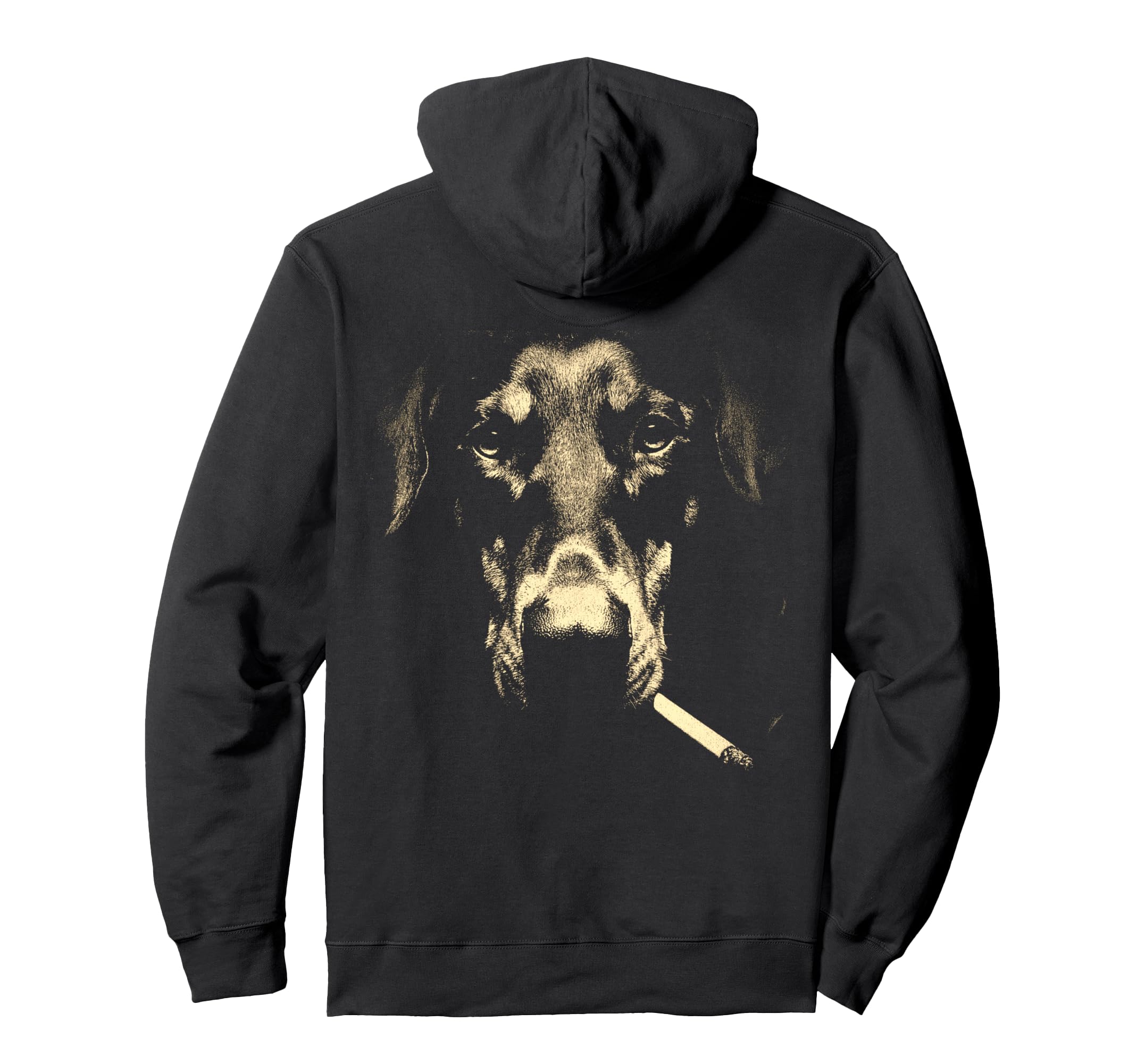 Doberman Smoking Cigarette Grunge Hoodie - Fun Novelty Design for Adults - T-Shirt, Sweatshirt, Hoodie