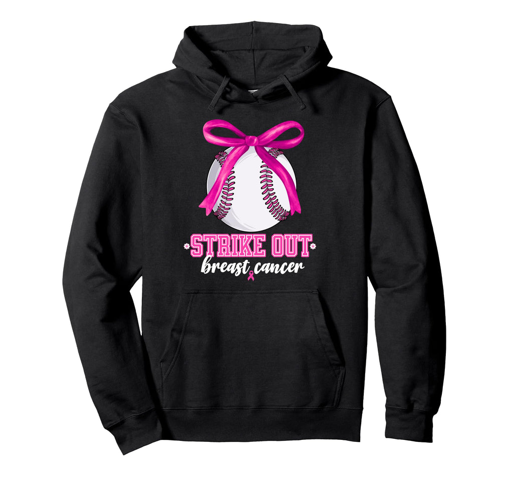 Strike Out Baseball Breast Cancer Hoodie - Streetwear Style for Adults - T-Shirt, Sweatshirt, Hoodie