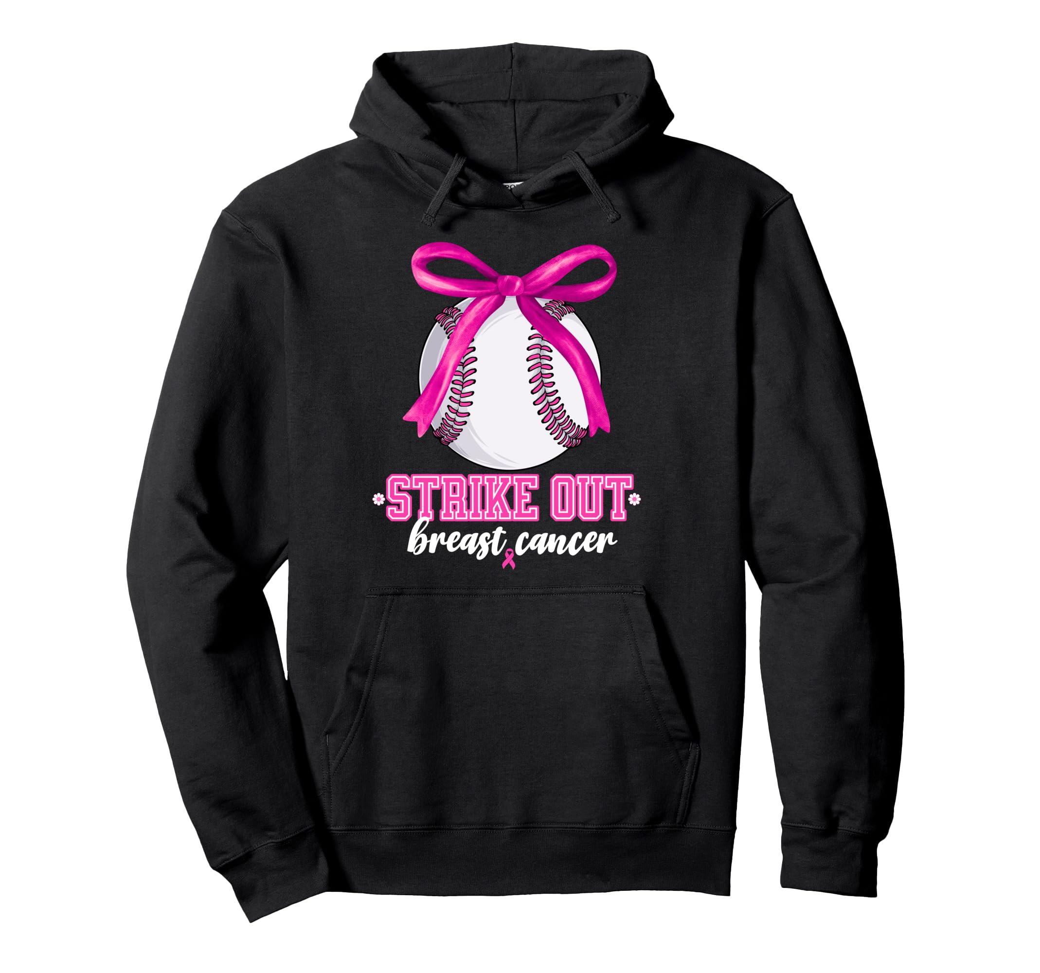 Strike Out Baseball Breast Cancer Hoodie - Streetwear Style for Adults - T-Shirt, Sweatshirt, Hoodie