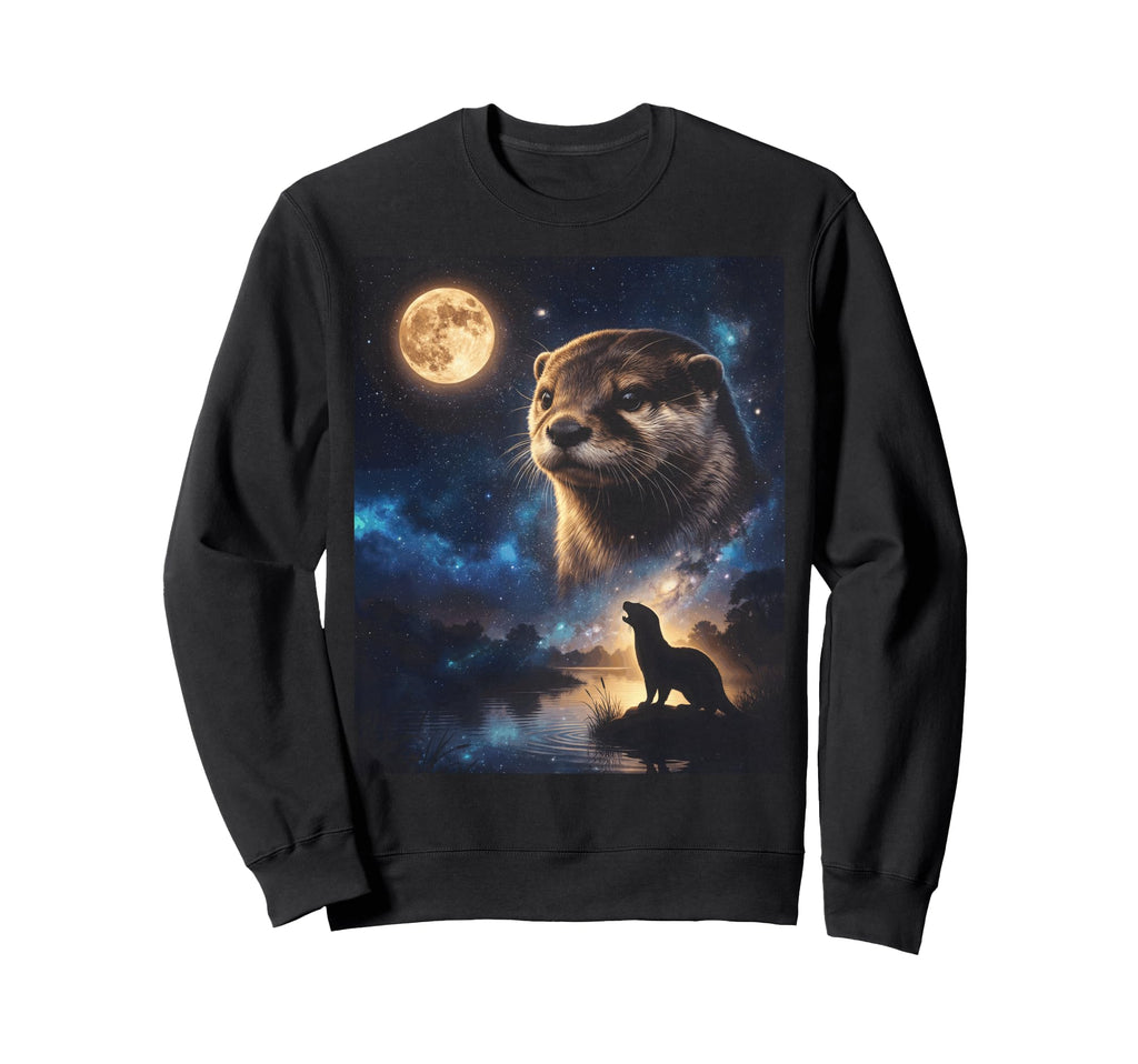 90S Otter Howling Moon Y2K Aesthetic Sweatshirt - Trendy Graphic Unisex - T-Shirt, Sweatshirt, Hoodie