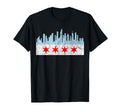 Chicago Flag Distressed Downtown Skyline T-Shirt - Unique Graphic Unisex - T-Shirt, Sweatshirt, Hoodie