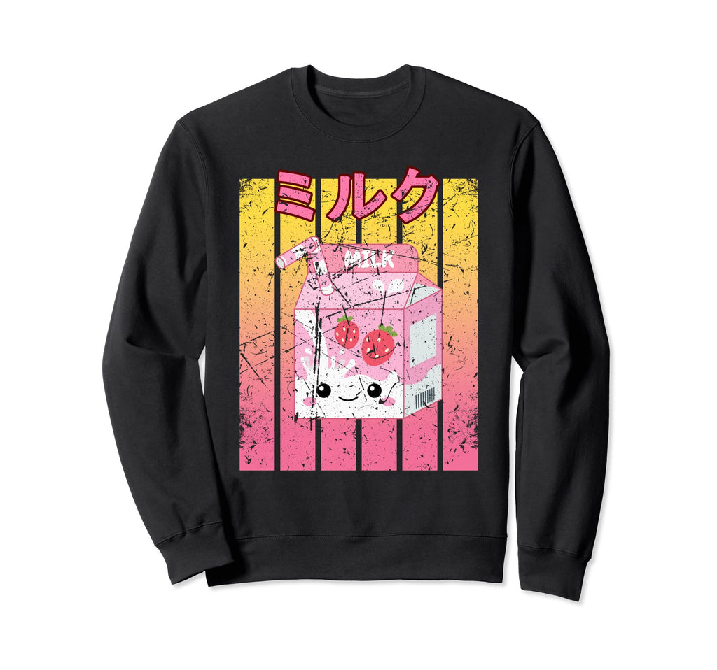 Kawaii Strawberry Milk Japanese Sweatshirt - Fun Novelty Design Unisex - T-Shirt, Sweatshirt, Hoodie