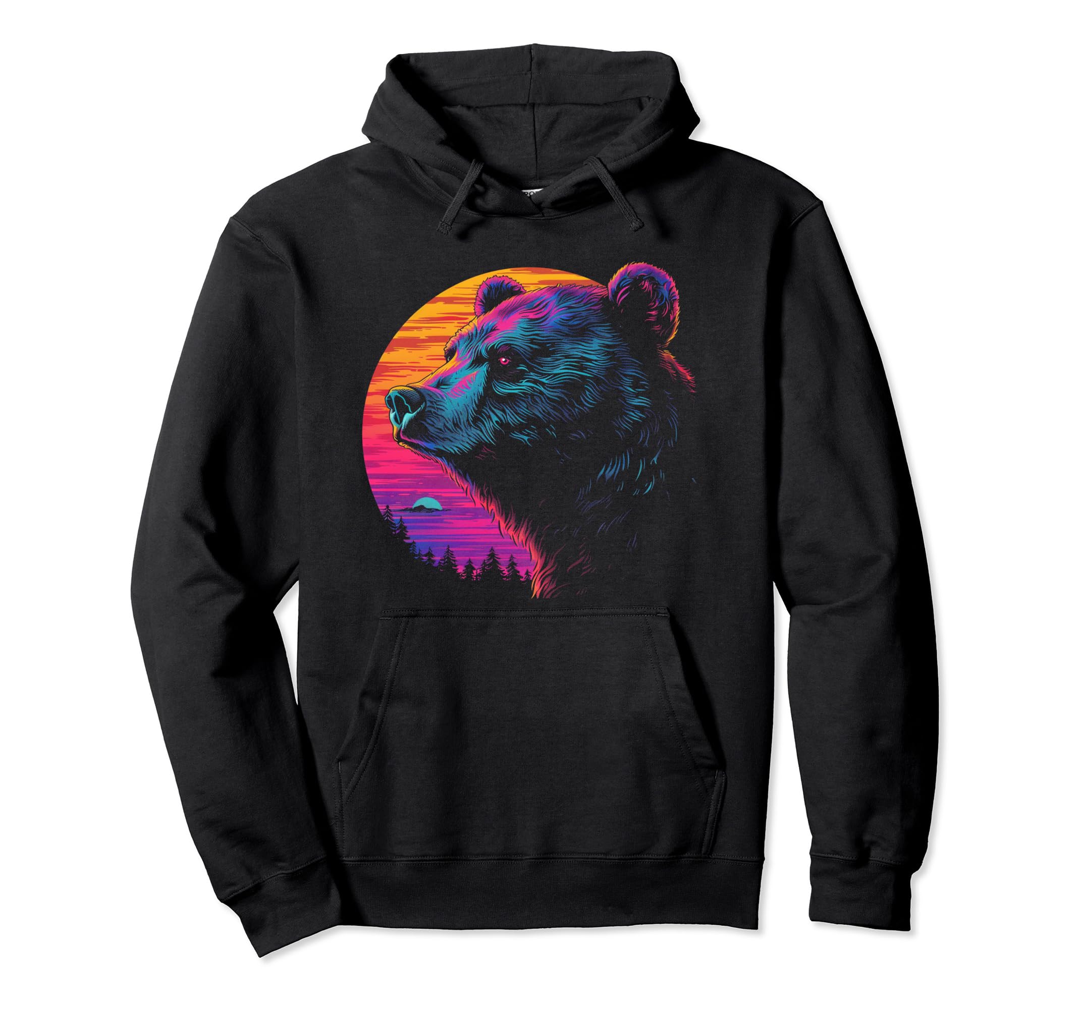 Bear Vaporwave Aesthetic Hoodie - Casual Everyday Wear for Adults - T-Shirt, Sweatshirt, Hoodie