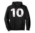 Number 10 Baseball Distressed Team Hoodie - Aesthetic Graphic Unisex - T-Shirt, Sweatshirt, Hoodie