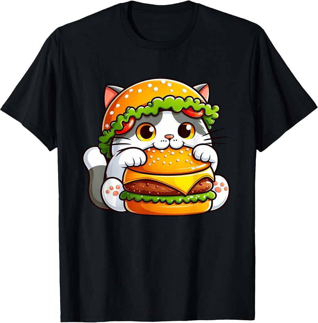 Quirky Cat Hamburger Cheeseburger Fast Food Hat - Adult & Kids T-Shirts, Sweatshirts & Hoodies apparel design preview 1
