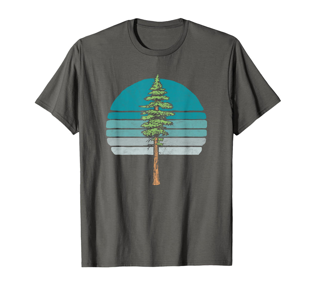 Redwood Tree Blue Sunset 80S Outdoor T-Shirt - Trendy Graphic for Adults - T-Shirt, Sweatshirt, Hoodie