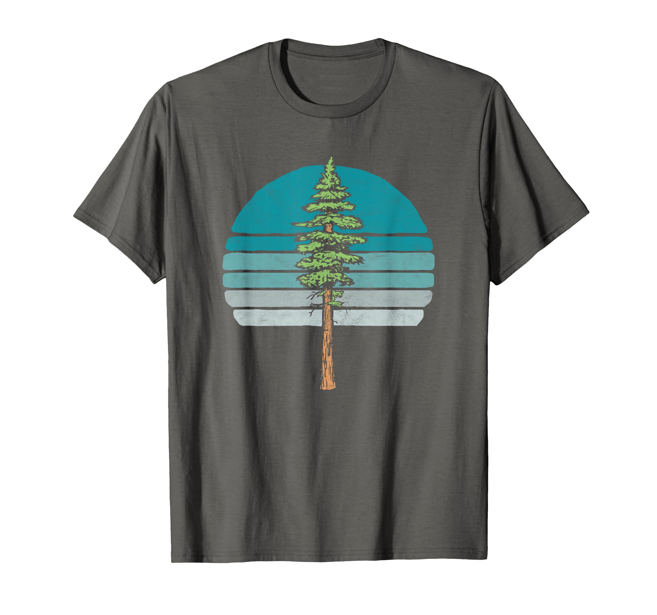 Redwood Tree Blue Sunset 80S Outdoor T-Shirt - Trendy Graphic for Adults - T-Shirt, Sweatshirt, Hoodie