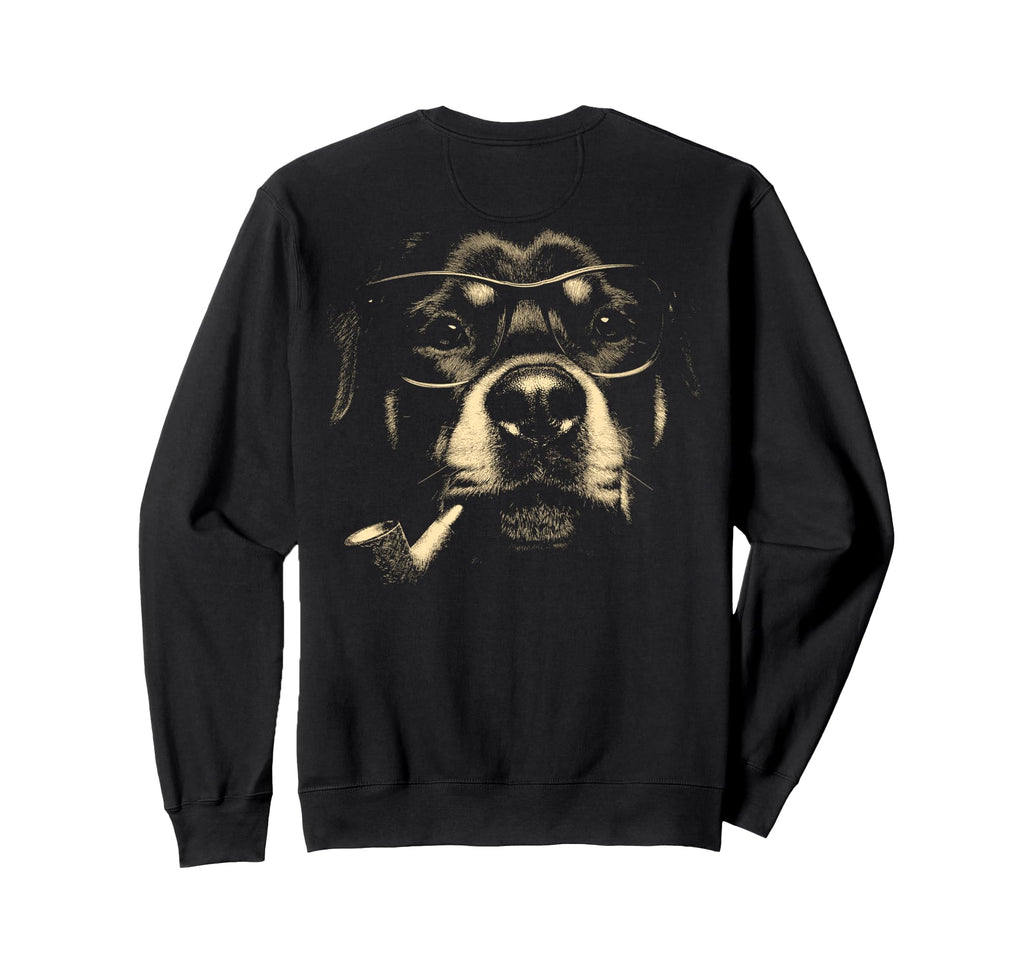 Rottweiler Glasses Smoking Pipe Sweatshirt - Fun Novelty Design Unisex - T-Shirt, Sweatshirt, Hoodie