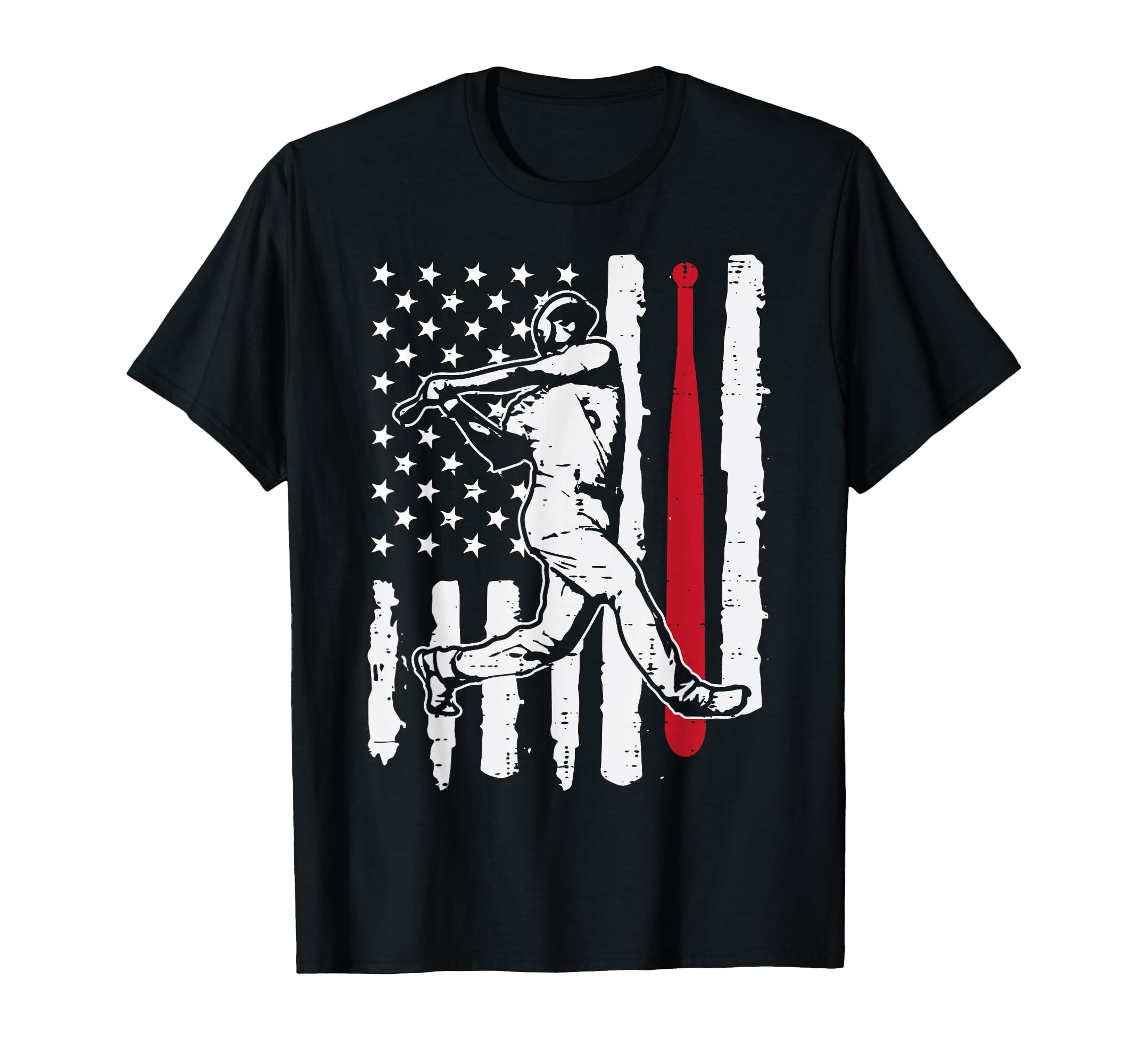 Baseball Batter American Flag Sports T-Shirt - Aesthetic Graphic Men Women - T-Shirt, Sweatshirt, Hoodie
