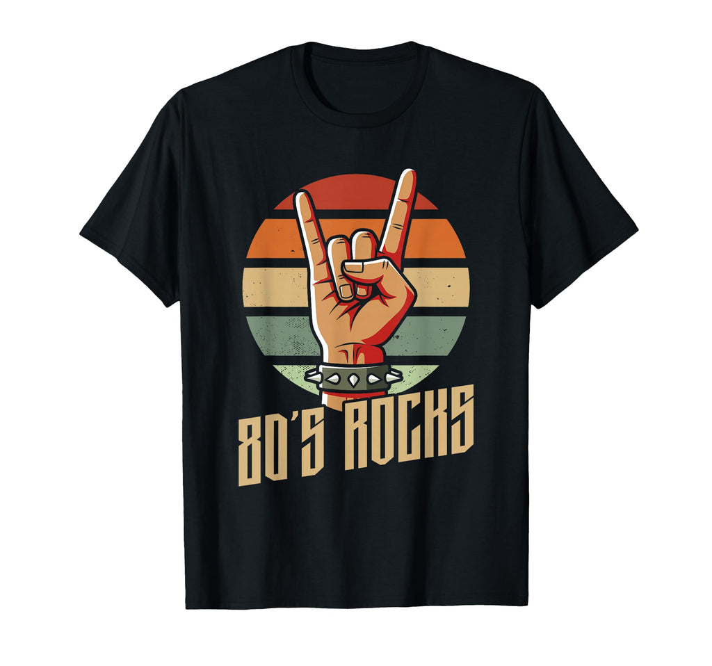 80S Rocks Hand Horns Rock Spiked Wristband T-Shirt - Unique Graphic Unisex - T-Shirt, Sweatshirt, Hoodie