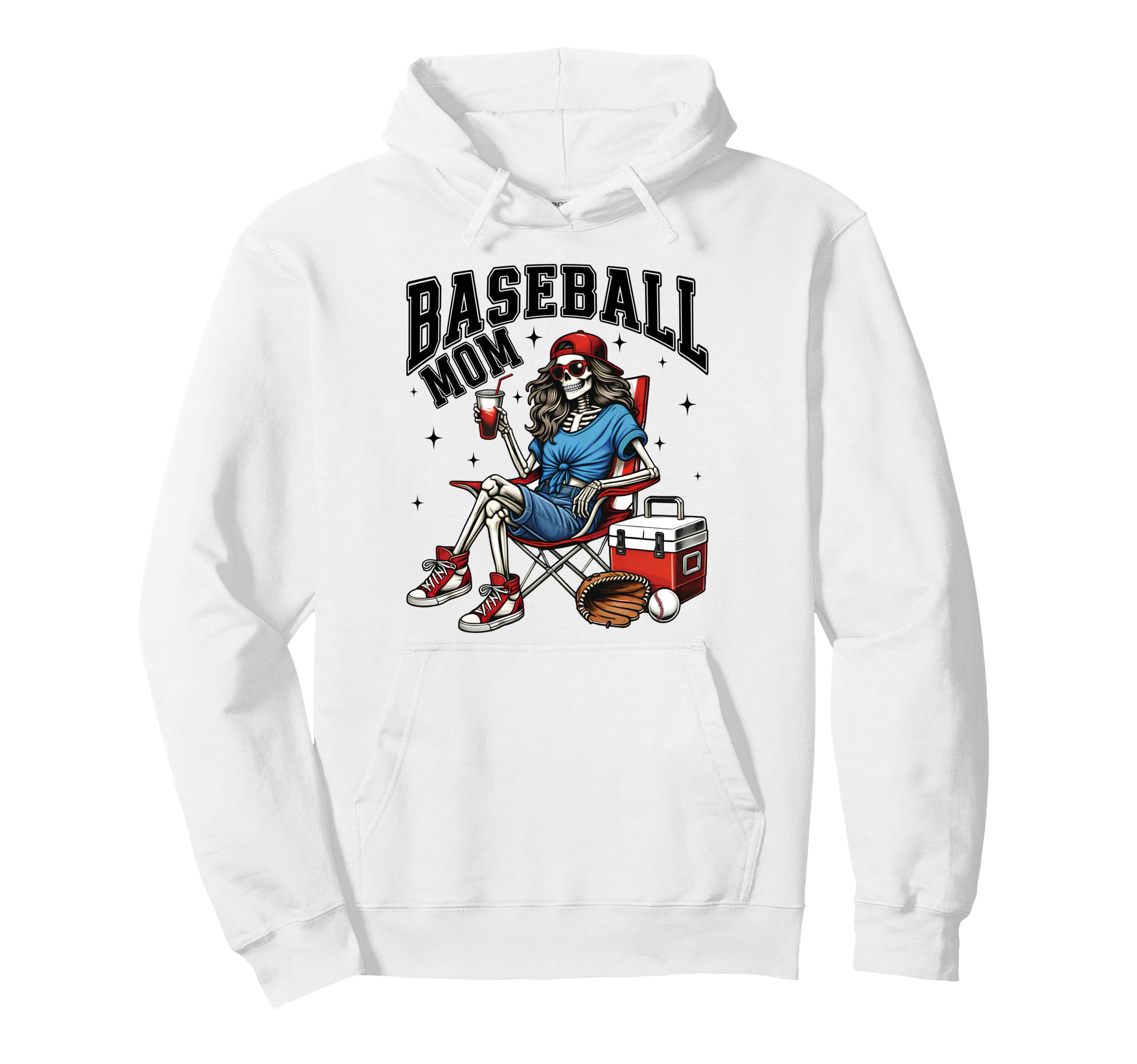 Baseball Mom Skeleton Mama Hoodie - Casual Everyday Wear for Adults - T-Shirt, Sweatshirt, Hoodie