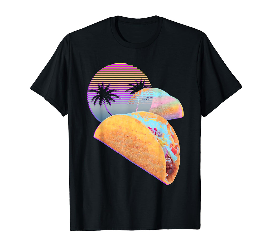 Retrowave Tacos Palm Trees Sunset 80S Art T-Shirt - Custom Art Print Unisex - T-Shirt, Sweatshirt, Hoodie