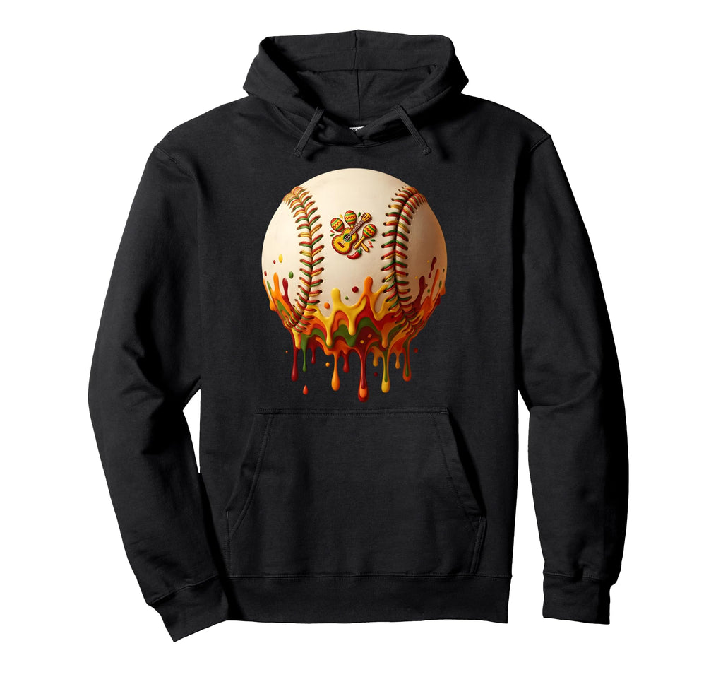 Cinco De Mayo Baseball Drip Hoodie - Casual Everyday Wear Men Women - T-Shirt, Sweatshirt, Hoodie