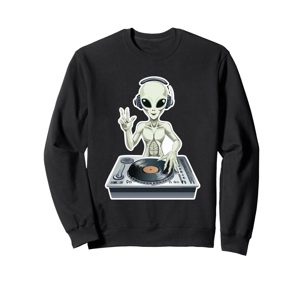Old School Alien Dj Hip Hop Edm Sweatshirt - Streetwear Style for Adults - T-Shirt, Sweatshirt, Hoodie