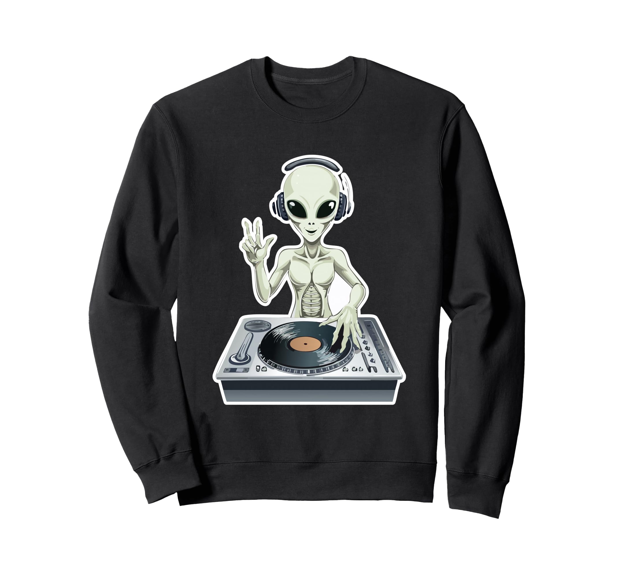 Old School Alien Dj Hip Hop Edm Sweatshirt - Streetwear Style for Adults - T-Shirt, Sweatshirt, Hoodie