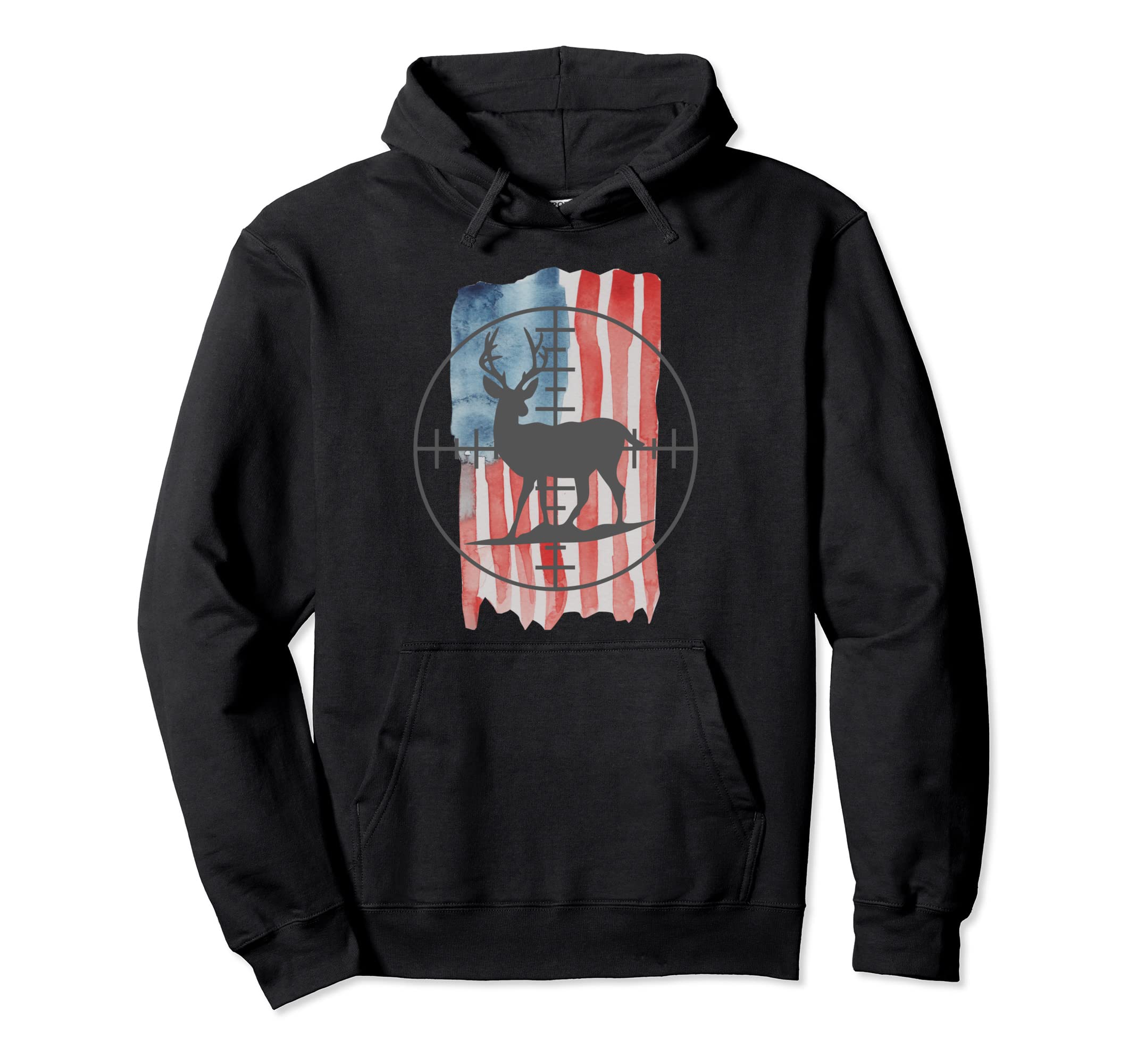 Deer Hunters American Flag Distressed Hoodie - Custom Art Print Men Women - T-Shirt, Sweatshirt, Hoodie