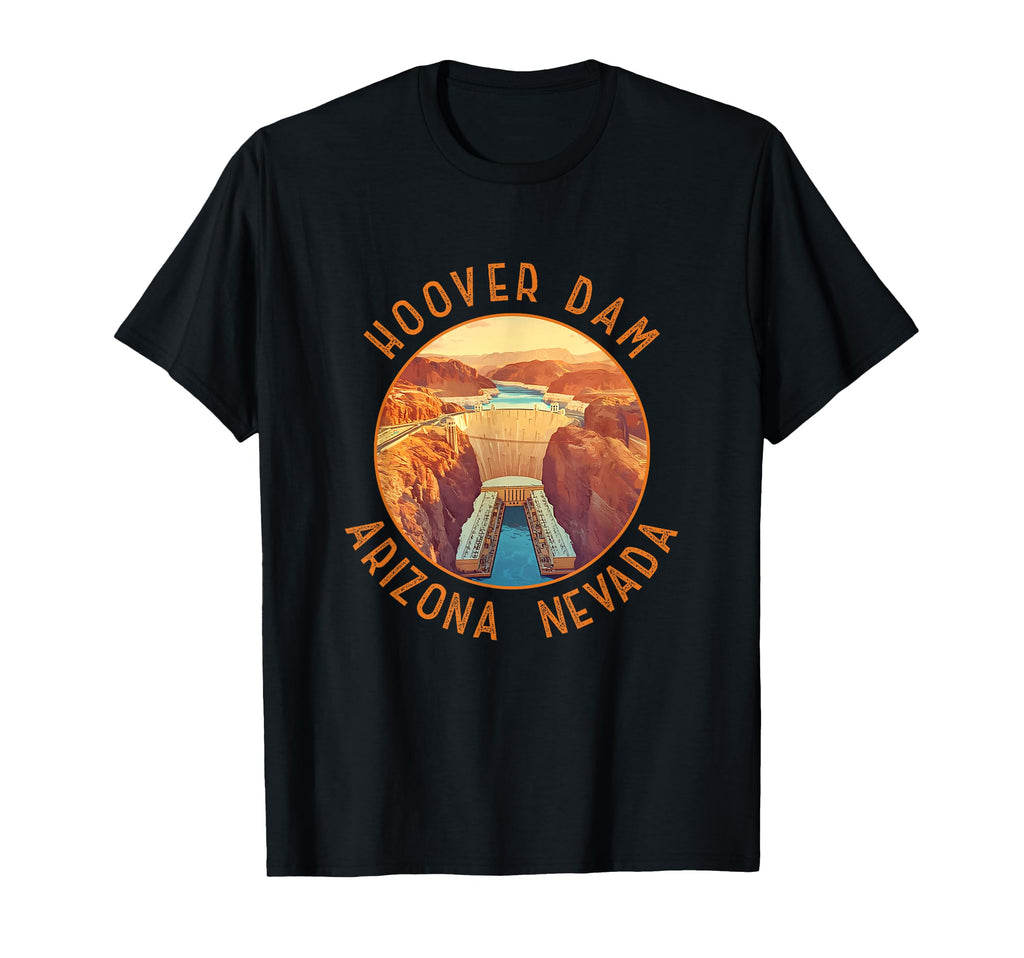 Hoover Dam Distressed Circle T-Shirt - Minimalist Print Men Women - T-Shirt, Sweatshirt, Hoodie