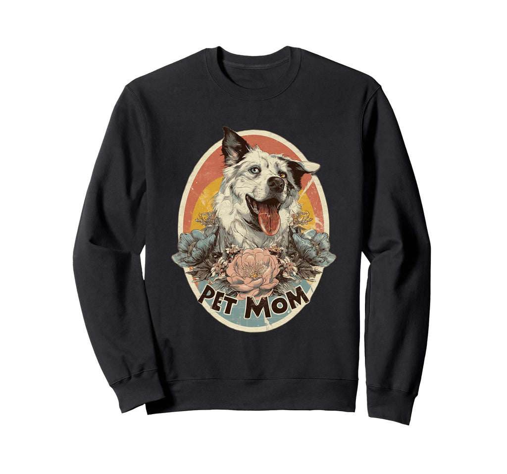 Pet Mom Collie Floral Dog Art Sweatshirt - Custom Art Print Men Women - T-Shirt, Sweatshirt, Hoodie