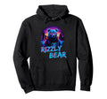 Rizzly Bear Vaporwave Synthwave Hoodie - Aesthetic Graphic Unisex - T-Shirt, Sweatshirt, Hoodie