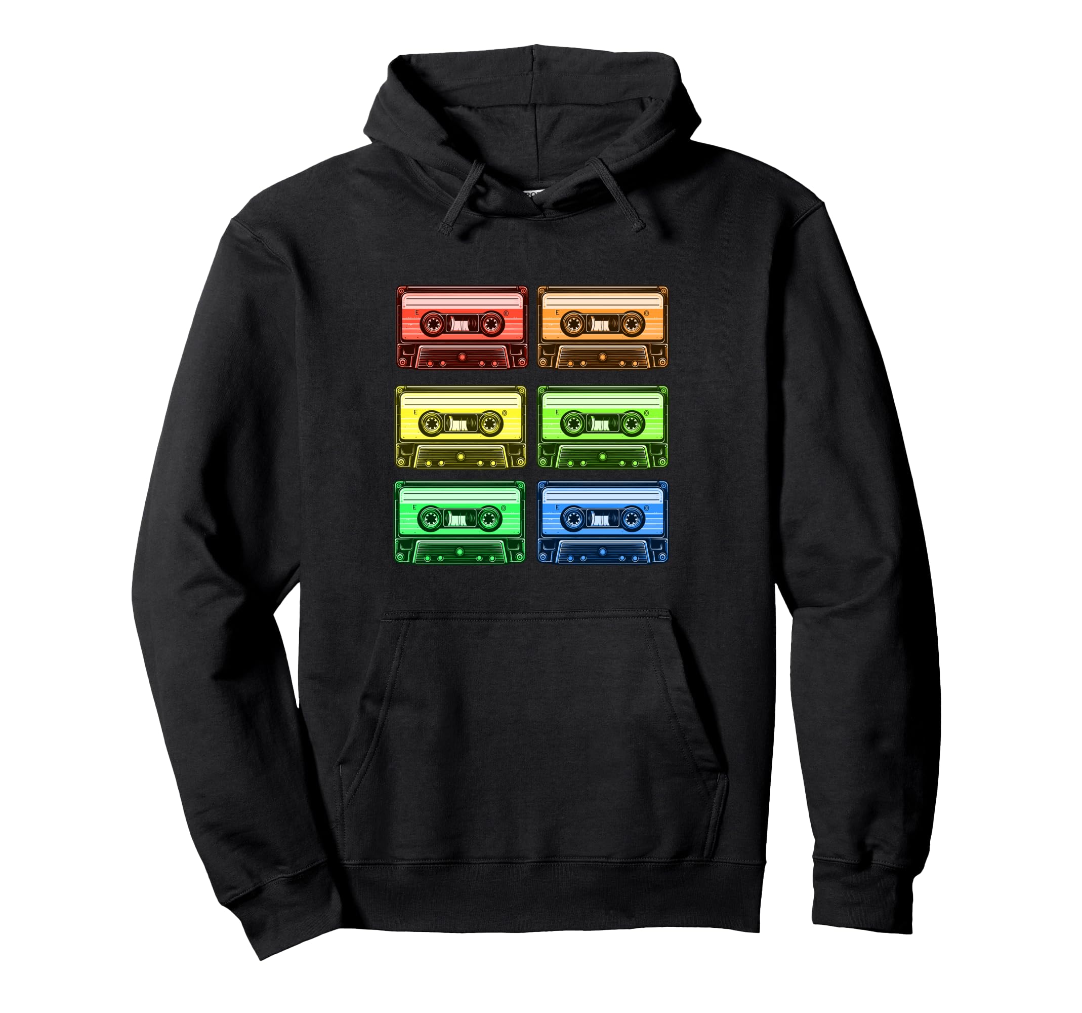 Rainbow Cassette Tapes Colorful Hoodie - Fun Novelty Design Unisex - T-Shirt, Sweatshirt, Hoodie