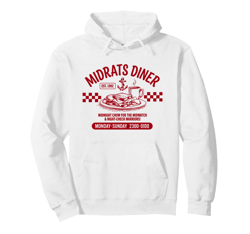 Midrats Diner Funny Sailor Hoodie - Minimalist Print for Adults - T-Shirt, Sweatshirt, Hoodie