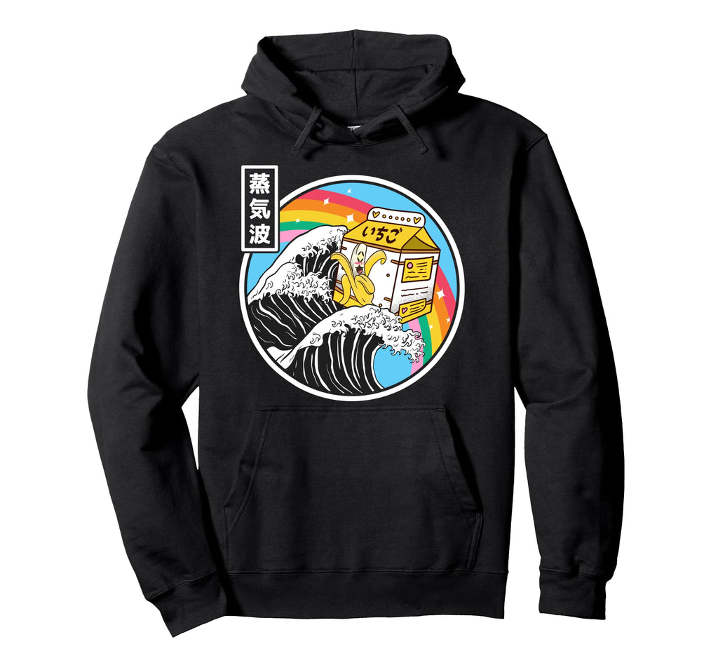 Banana Milk Surfing Kanagawa Wave Hoodie - Aesthetic Graphic Men Women - T-Shirt, Sweatshirt, Hoodie