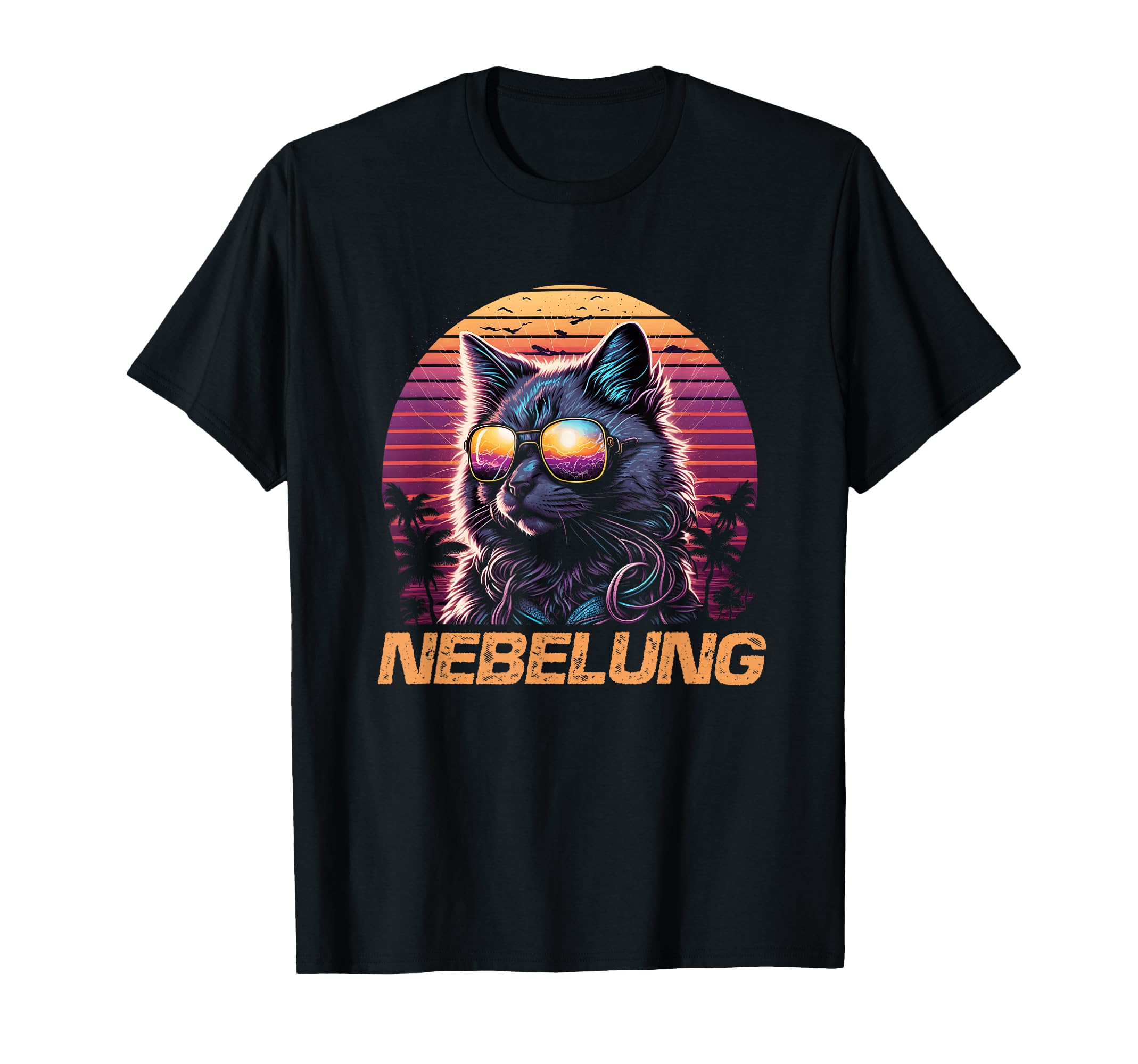 Sunset Sunglasses Nebelung Cat T-Shirt - Casual Everyday Wear Men Women - T-Shirt, Sweatshirt, Hoodie