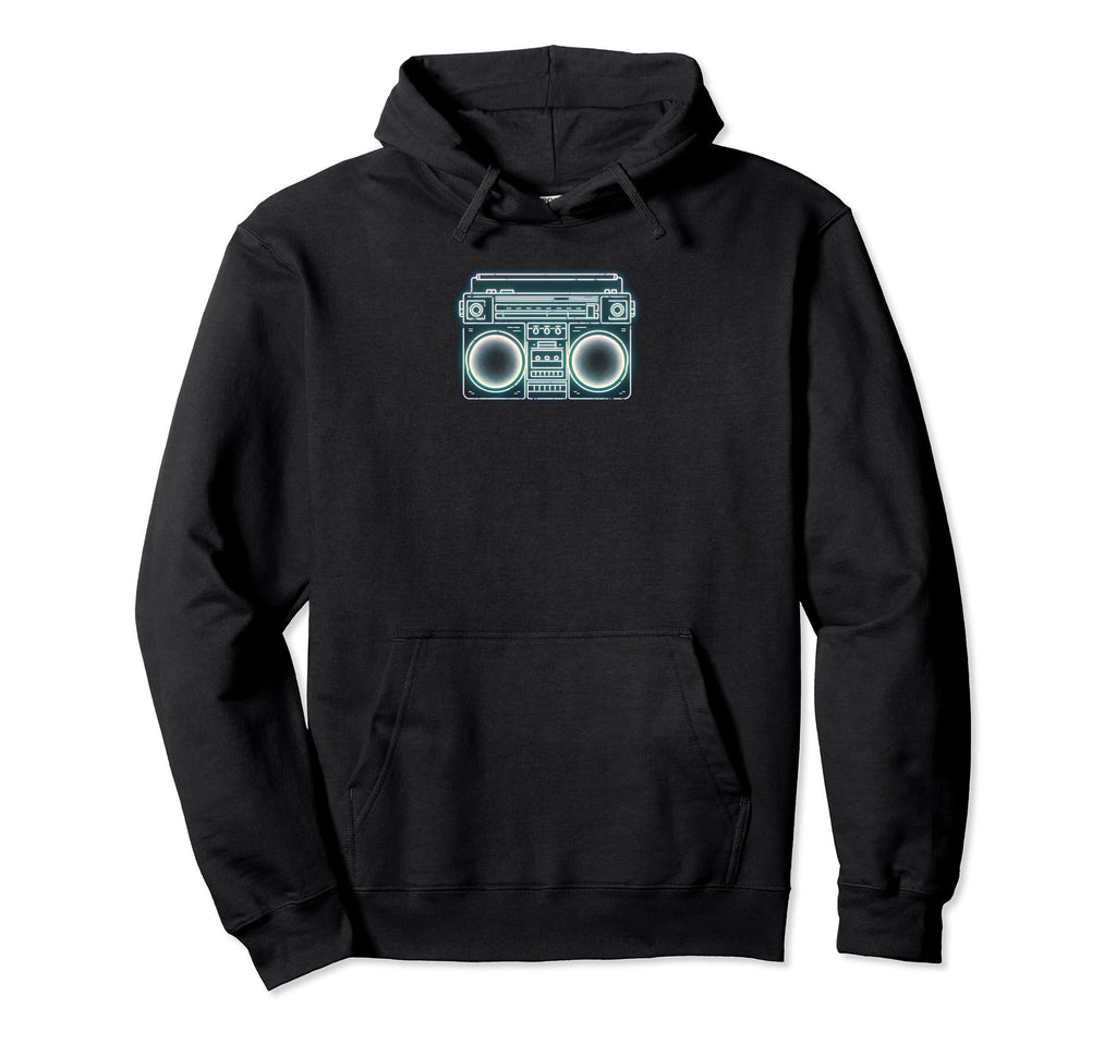 80S Boombox Neon Silhouette Hoodie - Streetwear Style Unisex - T-Shirt, Sweatshirt, Hoodie