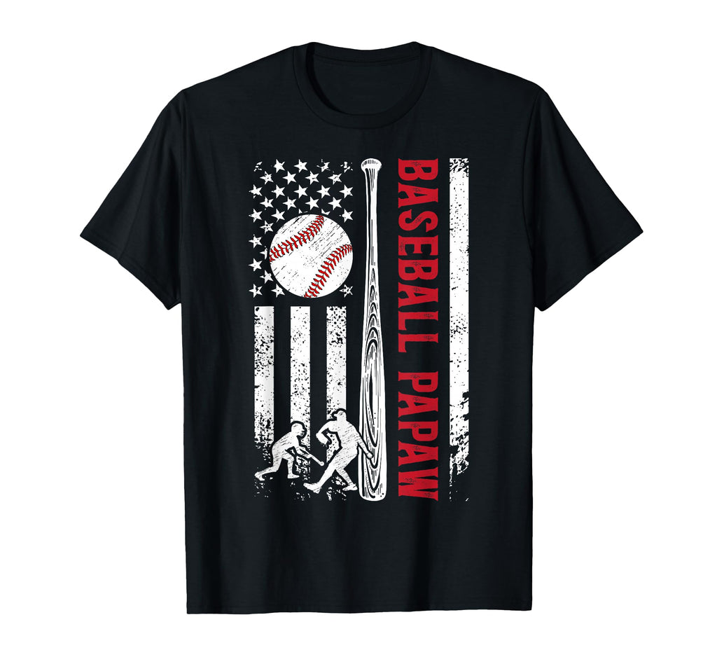 Baseball Papaw Us Flag Papaw Baseball T-Shirt - Fun Novelty Design Unisex - T-Shirt, Sweatshirt, Hoodie