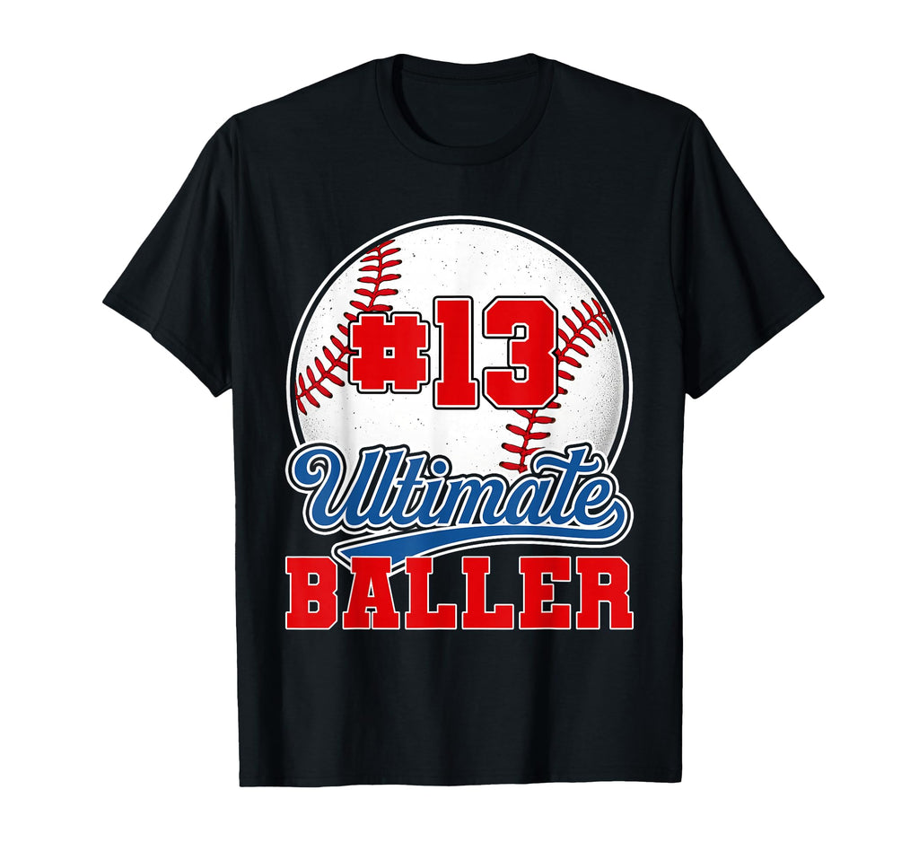 Baseball Baller Player Number 13 Mom T-Shirt - Minimalist Print Men Women - T-Shirt, Sweatshirt, Hoodie