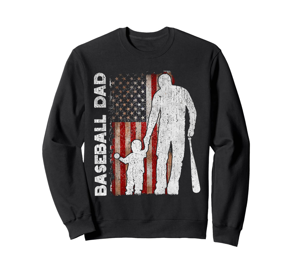 Mens Proud Baseball Dad American Flag Sweatshirt - Novelty Apparel Unisex - T-Shirt, Sweatshirt, Hoodie
