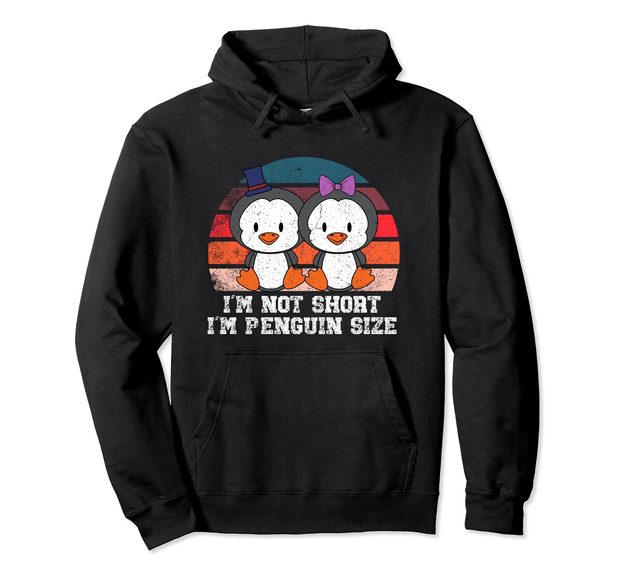Im Not Short Im Penguin Birds Distressed Hoodie - Aesthetic Graphic Unisex - T-Shirt, Sweatshirt, Hoodie