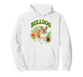 Bulldog Groovy Floral Watercolor Hoodie - Fun Novelty Design Men Women - T-Shirt, Sweatshirt, Hoodie