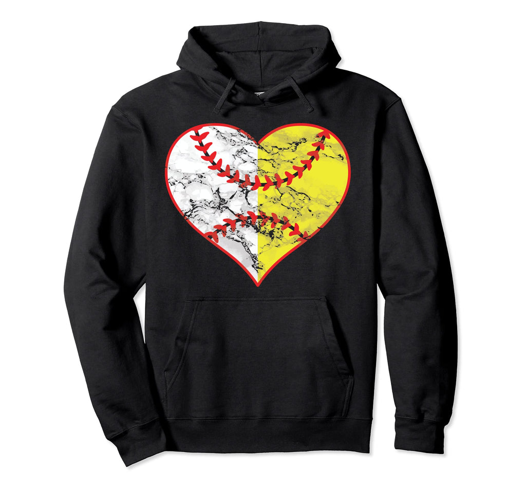 Softball Heart Mum Baseball Mothers Hoodie - Streetwear Style for Adults - T-Shirt, Sweatshirt, Hoodie