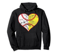 Softball Heart Mum Baseball Mothers Hoodie - Streetwear Style for Adults - T-Shirt, Sweatshirt, Hoodie