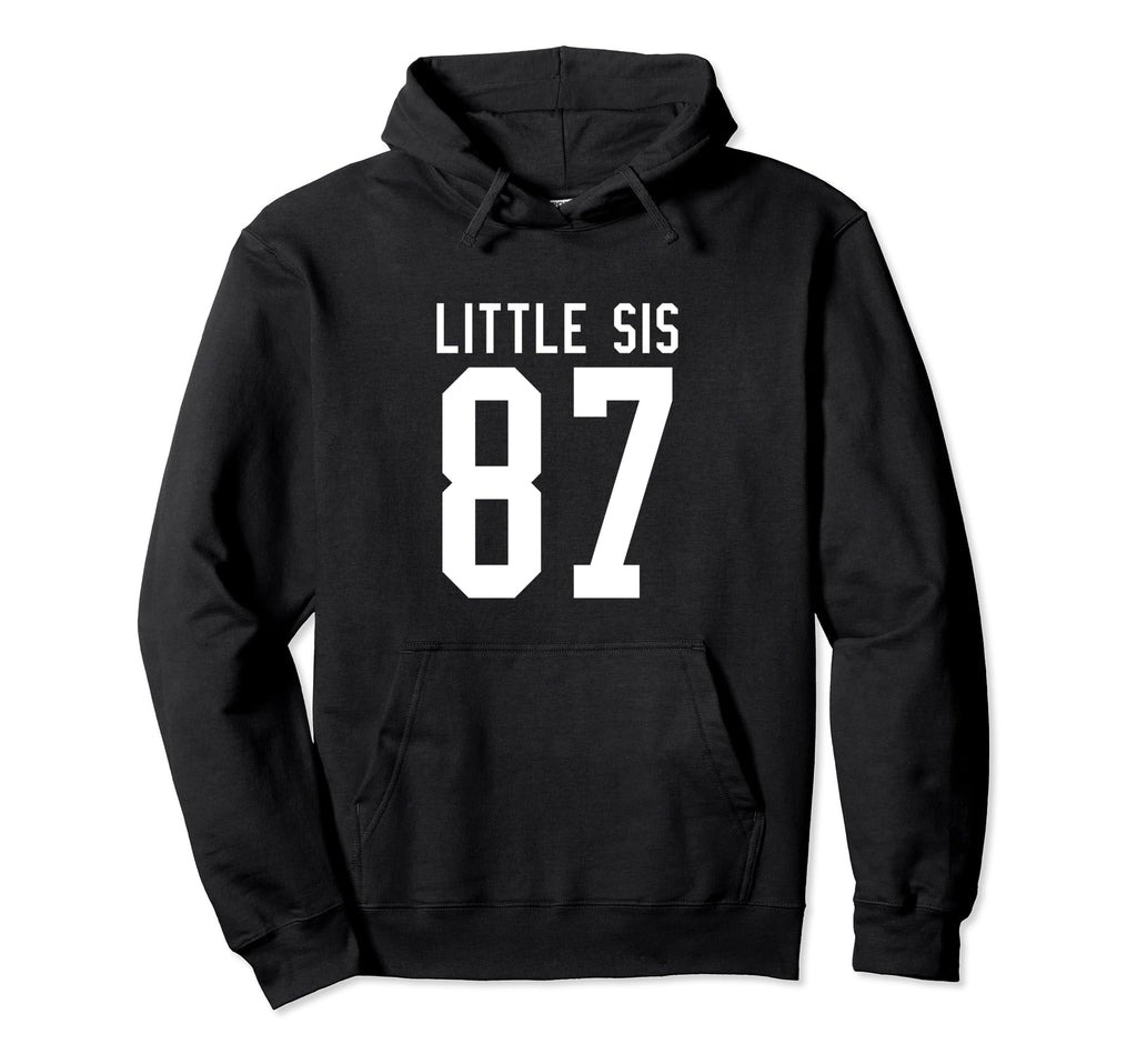 Number 87 Little Sis Biggest Fan Football Hoodie - Graphic Print Men Women - T-Shirt, Sweatshirt, Hoodie