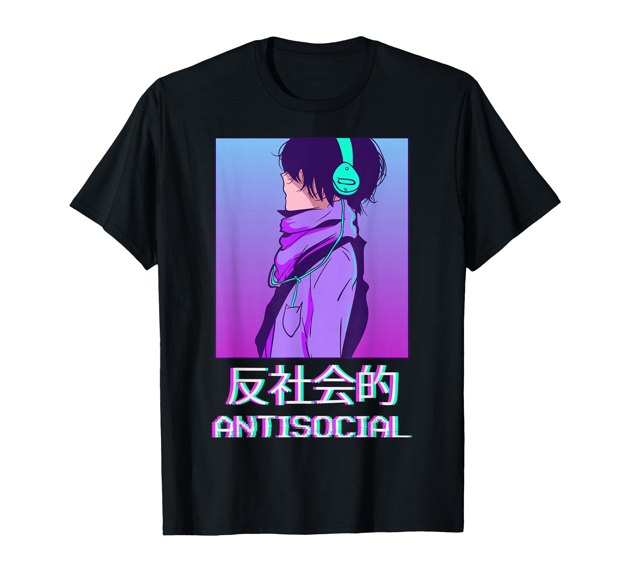 Antisocial Anime Vaporwave Aesthetic Anti T-Shirt - Graphic Print Unisex - T-Shirt, Sweatshirt, Hoodie