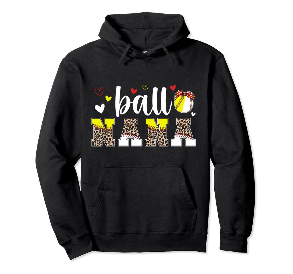 Ball Nana Leopard Baseball Softball Hoodie - Minimalist Print Men Women - T-Shirt, Sweatshirt, Hoodie