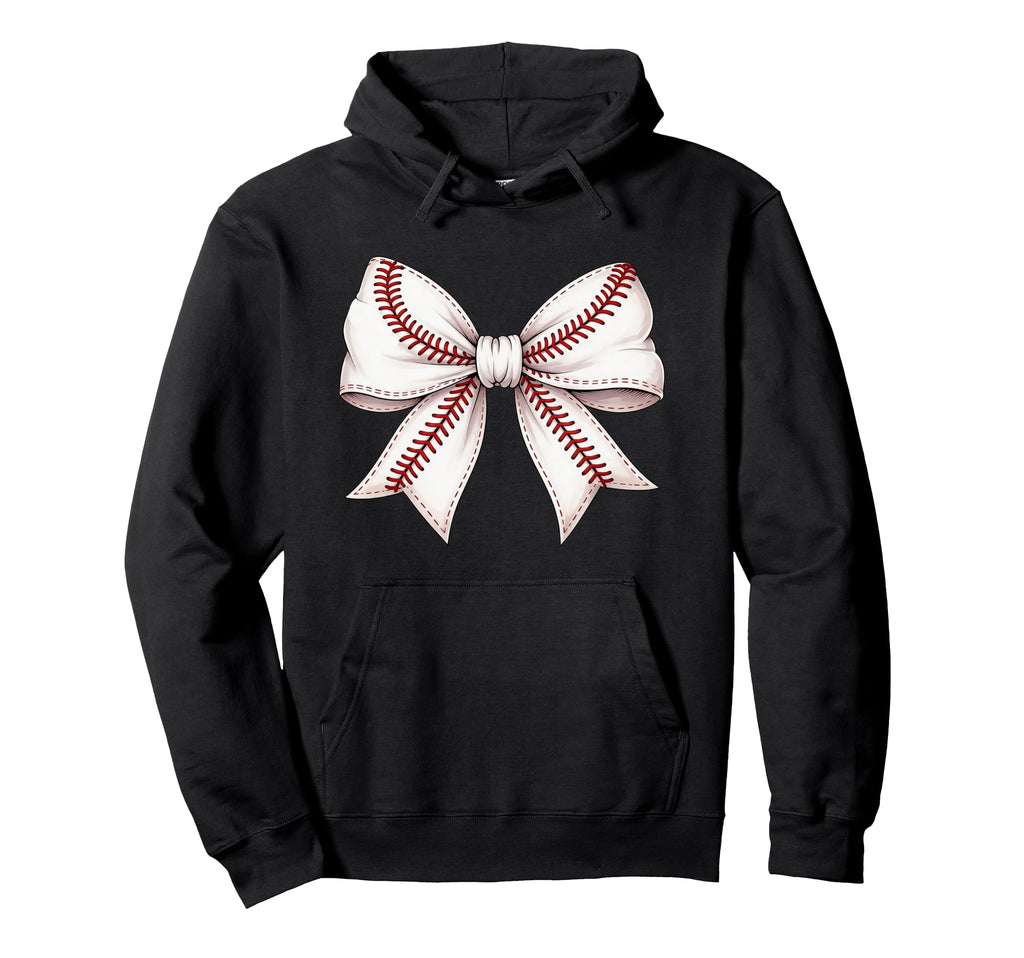 Baseball Bow Funny Baseball Mom Hoodie - Fun Novelty Design for Adults - T-Shirt, Sweatshirt, Hoodie