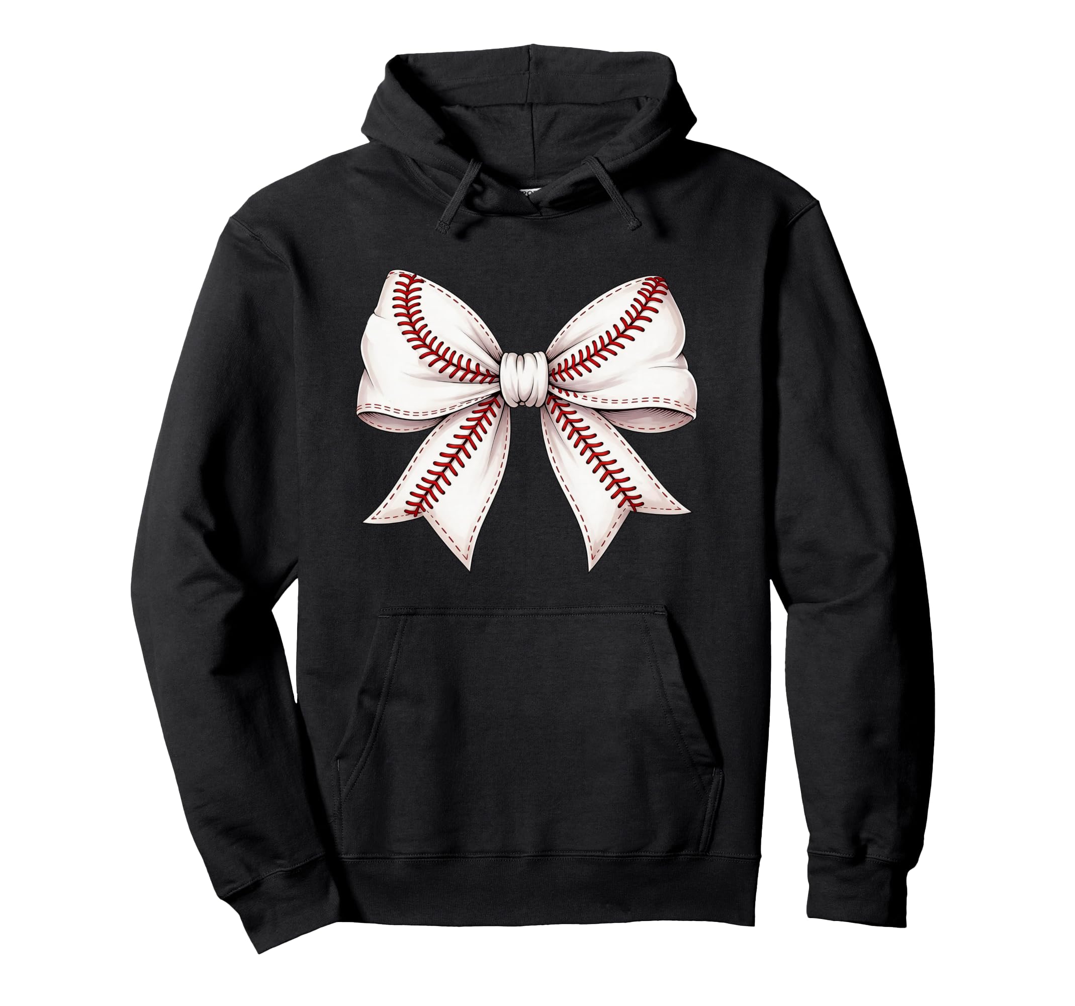 Baseball Bow Funny Baseball Mom Hoodie - Fun Novelty Design for Adults - T-Shirt, Sweatshirt, Hoodie